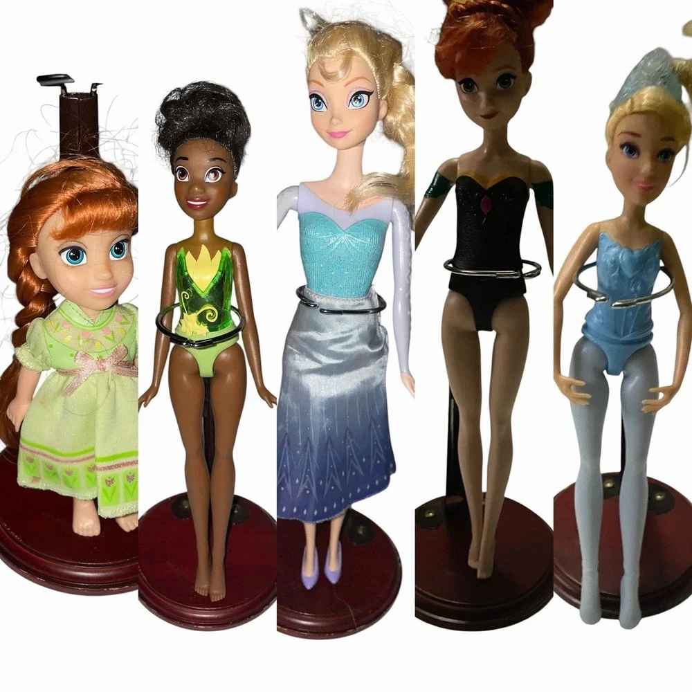 DISNEY PRINCESS Doll Lot: 5 Dolls Anna Elsa Tiana Cinderella FROZEN Princess
